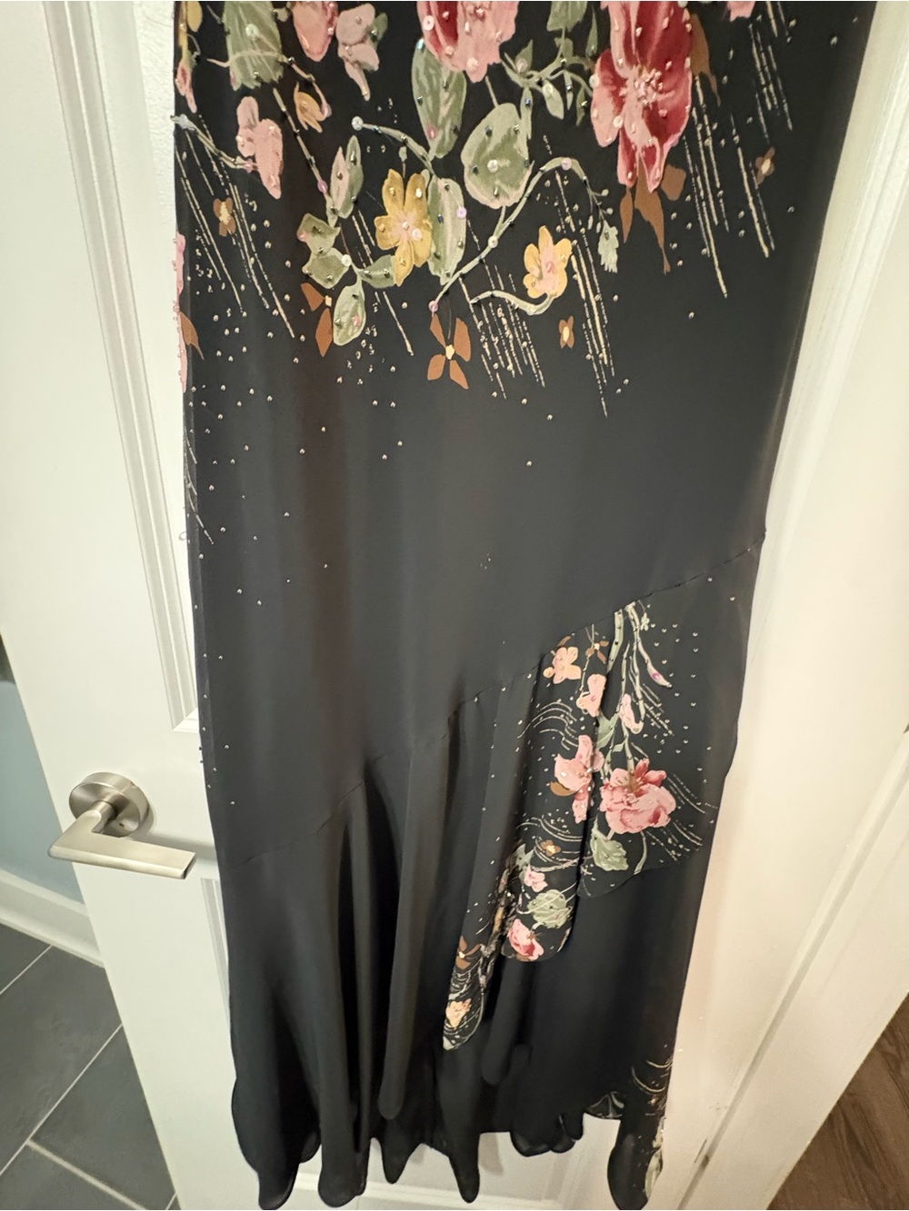 Alex Evenings Black One-Shoulder Floral Midi Dress - Picture 3 of 4